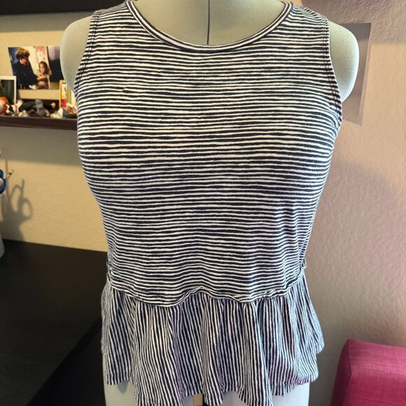 Old Navy Navy/White Striped Peplum Tank Top – Women’s Medium - Picture 1 of 5